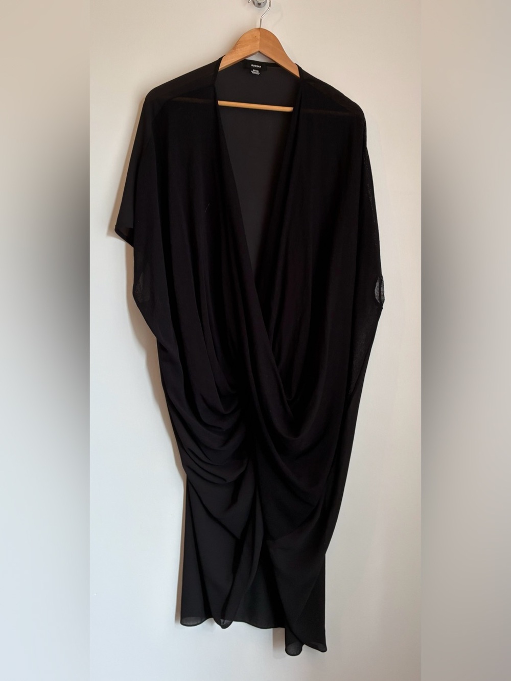 Rudsak Black Draped Front Sheer Back Beach Cover Up Dress Size M L